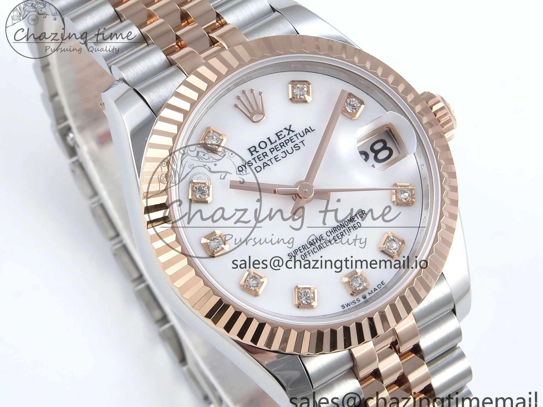 MiroTime 0103 QuickDry DateJust 31 278271 ARF 1:1 Best Edition 904L Steel White MOP Diamonds Dial on SS RG Jubilee Bracelet ETA 517